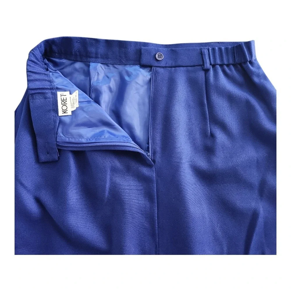 NWT Koret Blue Wool Blend Skirt Woman's Size 12 Vintage Pockets‎ Made USA  Lined